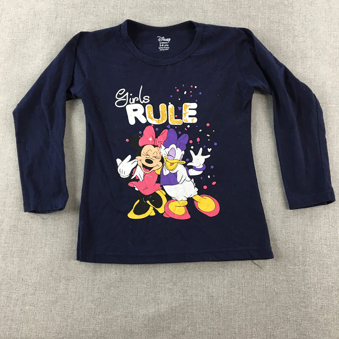 Disney Minnie Mouse Kids Girls Shirt Size 5 - 6 Years Blue Long Sleeve Top