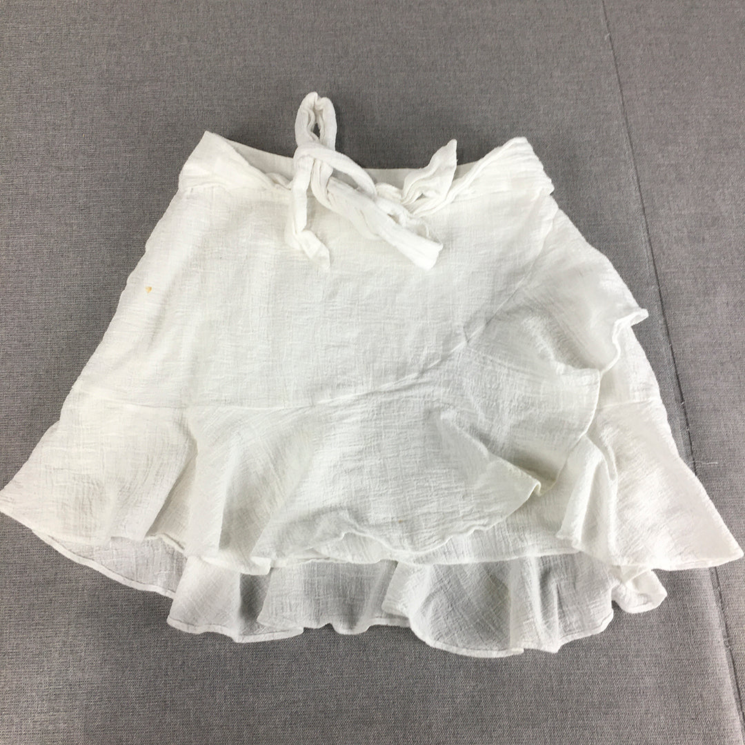 Mooloola Womens Skirt Size 6 White Tiered Belted Mini