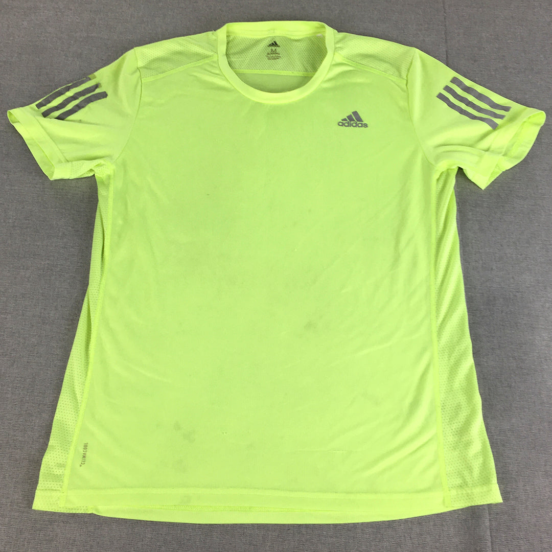 Adidas Running Womens T-Shirt Size M Green Hi-Vis Climacool Short Sleeve Top