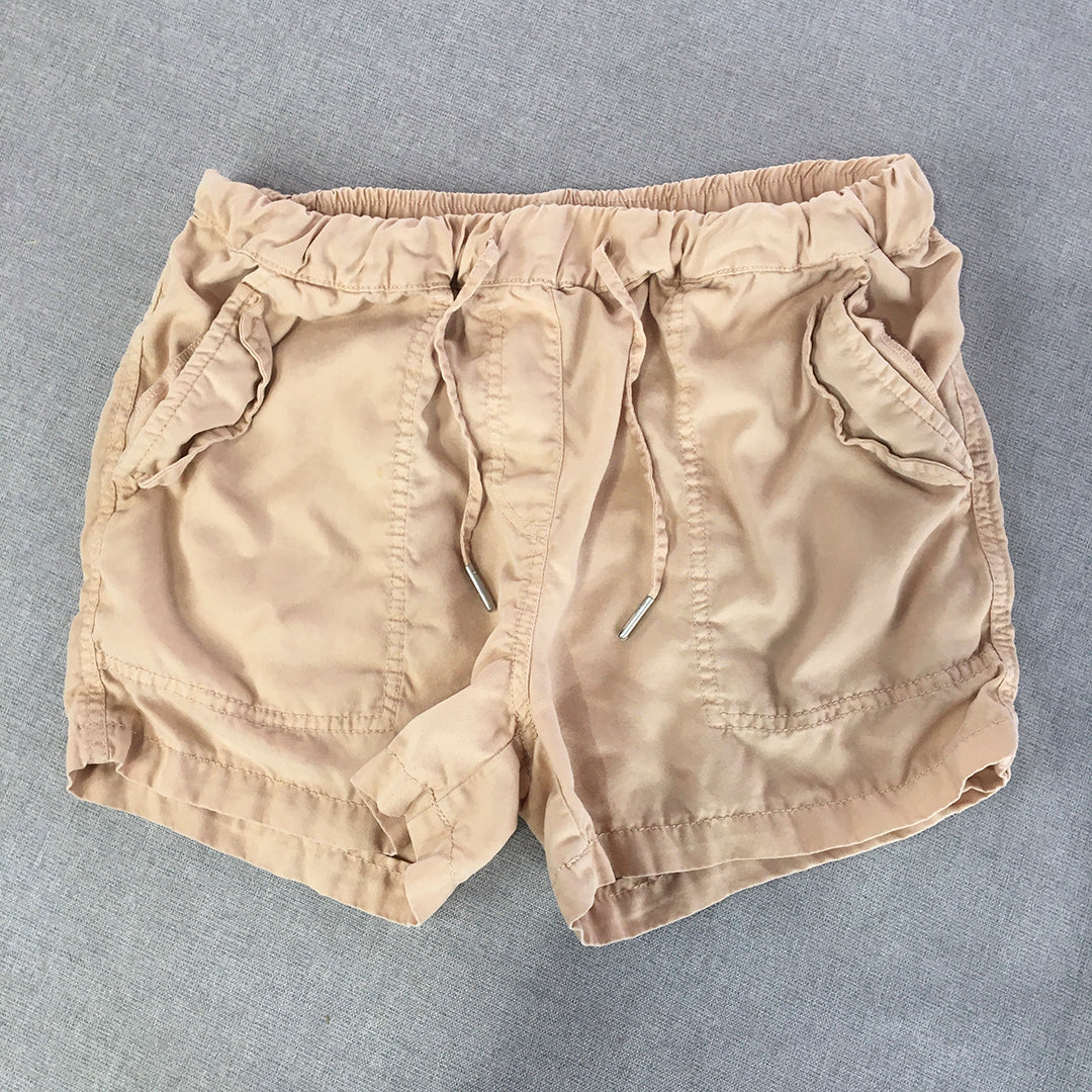 Country Road Womens Shorts Size 4 Brown Drawstring Pockets Elastic Waist