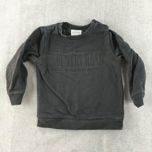 Country Road Kids Sweater Size 3 - 4 Years Toddler Black Big Logo Jumper