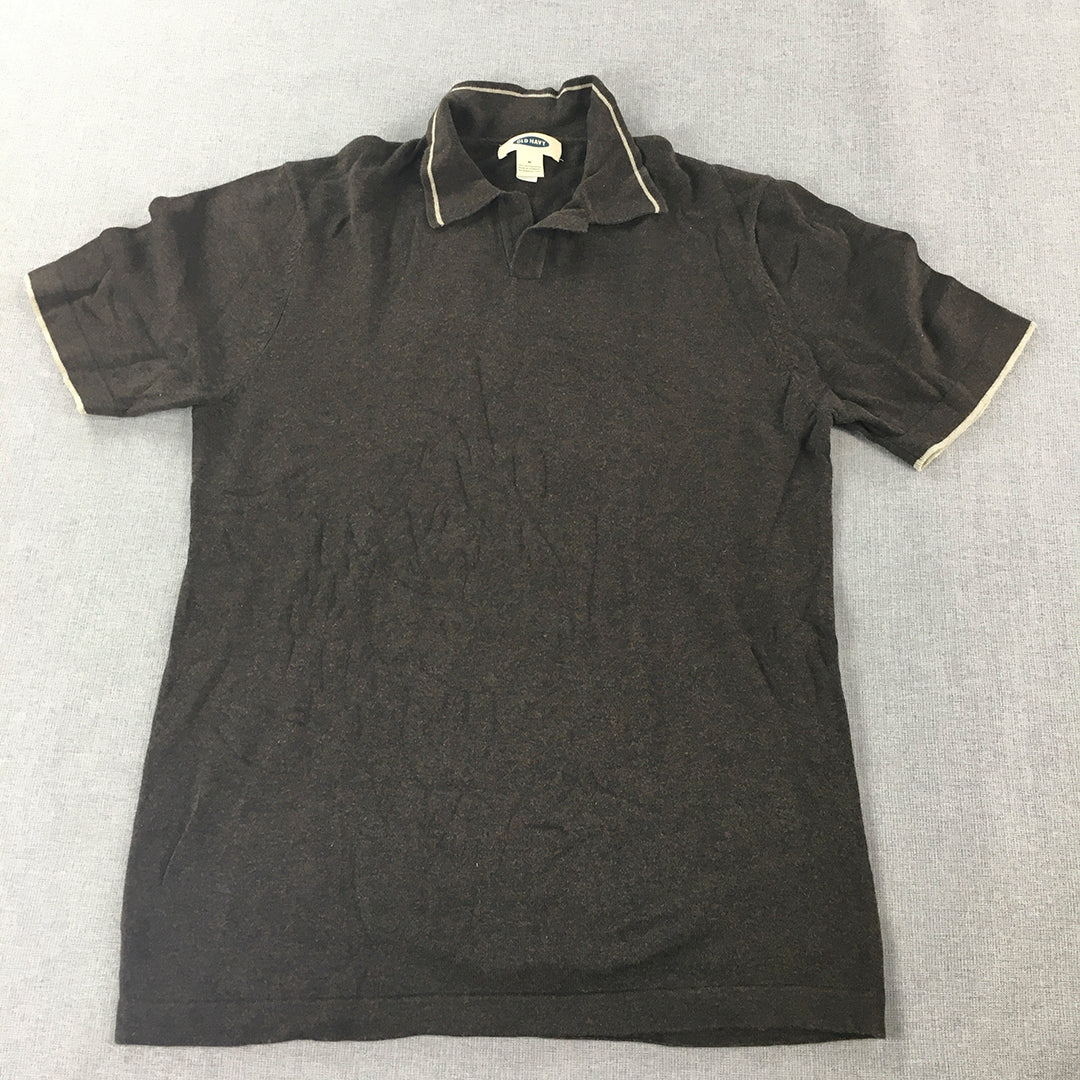 Old Navy Mens Polo Shirt Size M Brown Collared Short Sleeve Rugby