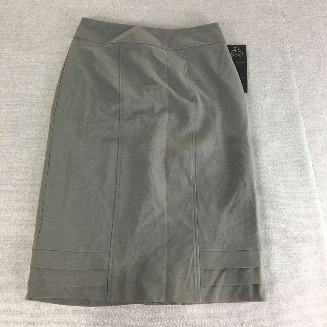 NEW Leesa Fashions Womens Pencil Skirt Size 8 Grey Midi Straight