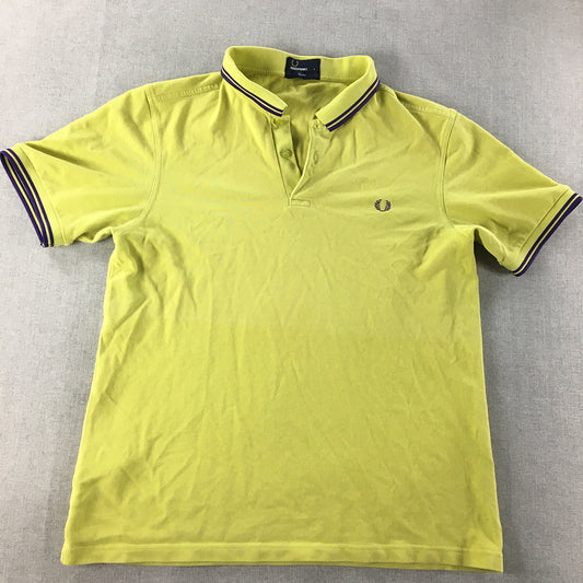 Fred Perry Mens Polo Shirt Size L Slim Fit Green Logo Collared Rugby