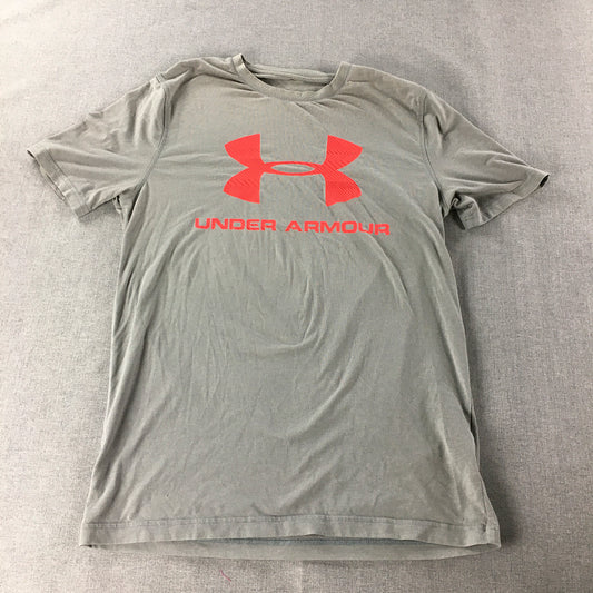 Under Armour Mens T-Shirt Size S Grey Red Short Sleeve Crew Neck Tee