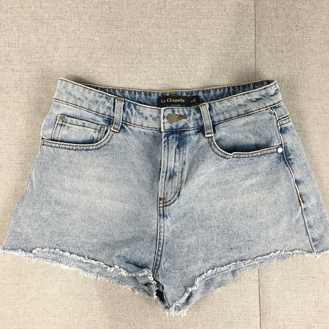 La Chapelle Womens Denim Shorts Size S (W26) Blue Raw Hem Pockets