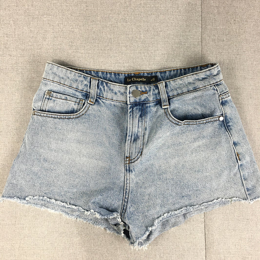 La Chapelle Womens Denim Shorts Size S (W26) Blue Raw Hem Pockets