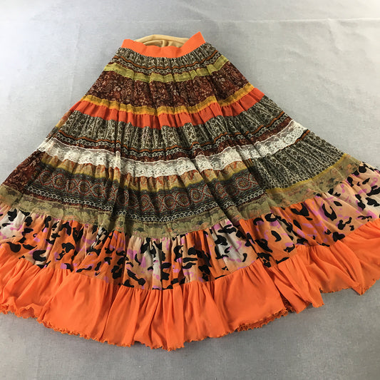 Concepts Womens Maxi Skirt Size S Orange Boho Tiered Frilled