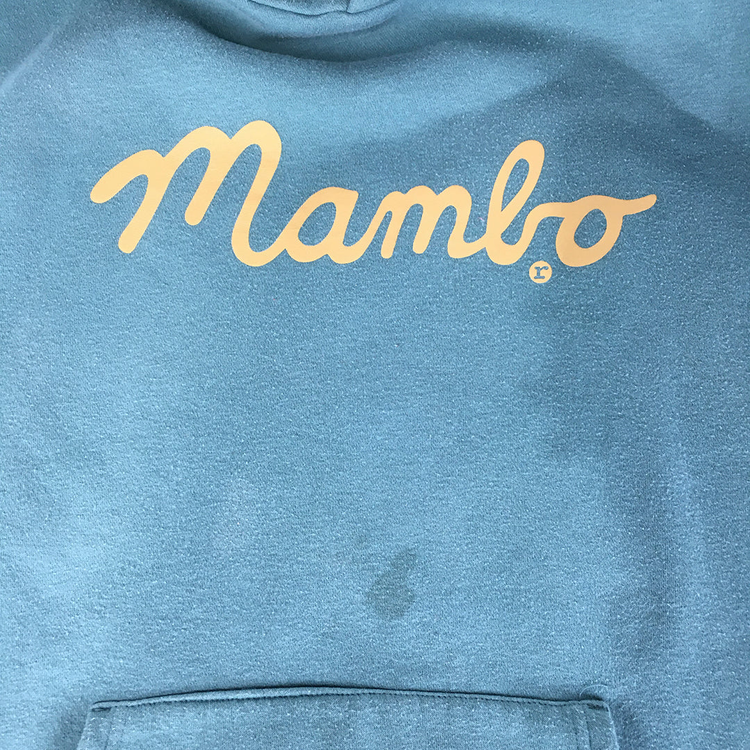 Mambo Hoodie Sweater Size M Blue Logo Pockets Pullover Jumper