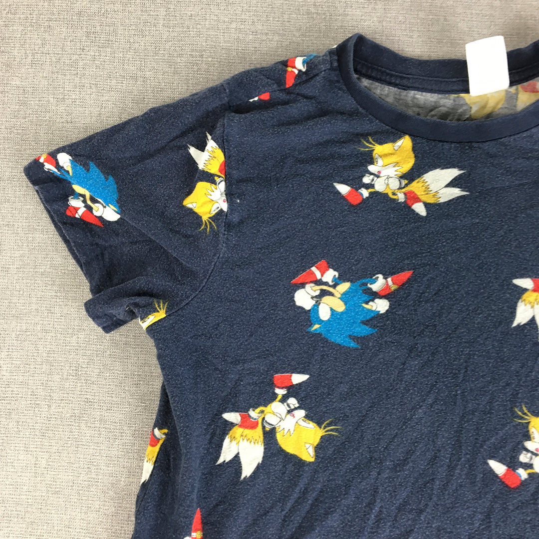 Sonic The Hedgehog Kids Boys T-Shirt Size 10 Blue Tails Short Sleeve Top