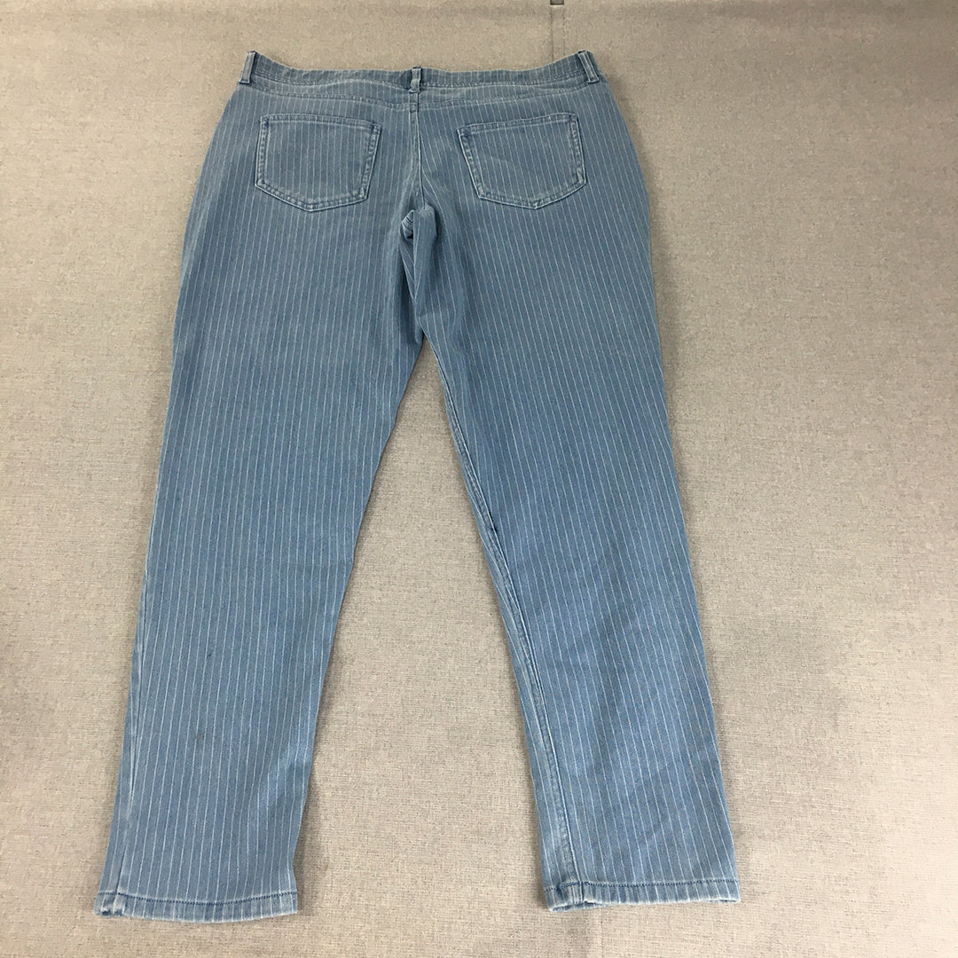 Go Colors Womens Jeans Size XL (W33 x L28) Blue Skinny Stretch Denim Striped