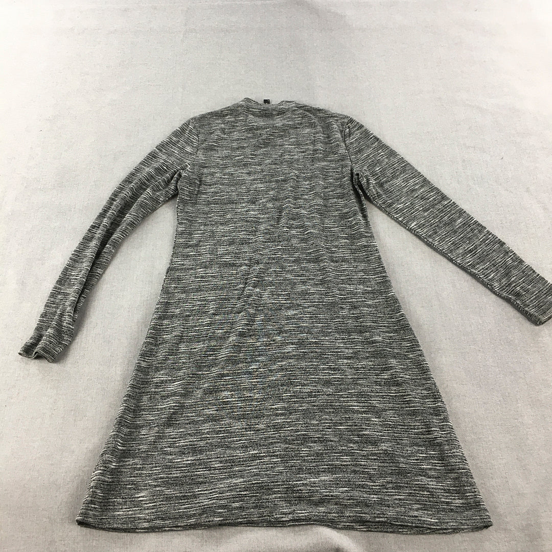 Miss Shop Womens Jumper Dress Size 8 Grey Knit Long Sleeve Mini