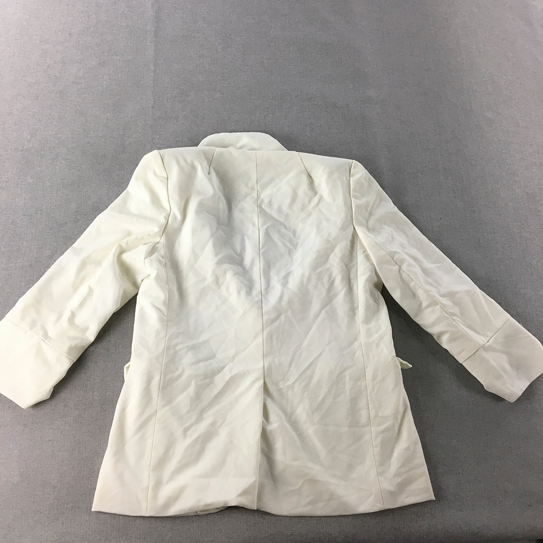 Vintage Tattoo Womens Blazer Jacket Size S White Button Collared Coat