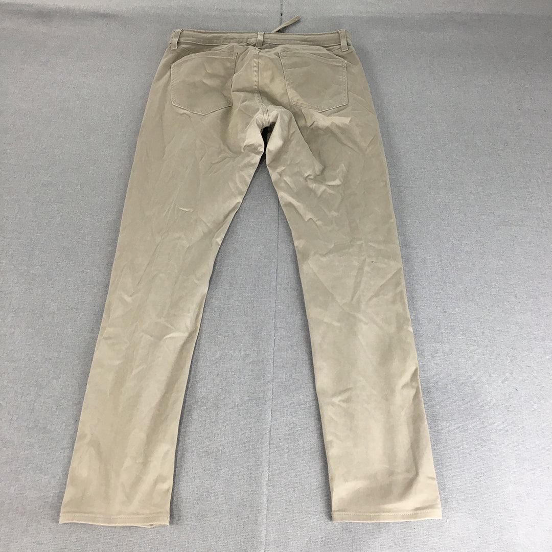 Uniqlo Mens Chino Pants Size M (W30 x L30) Brown Slim Straight Stretch Trousers