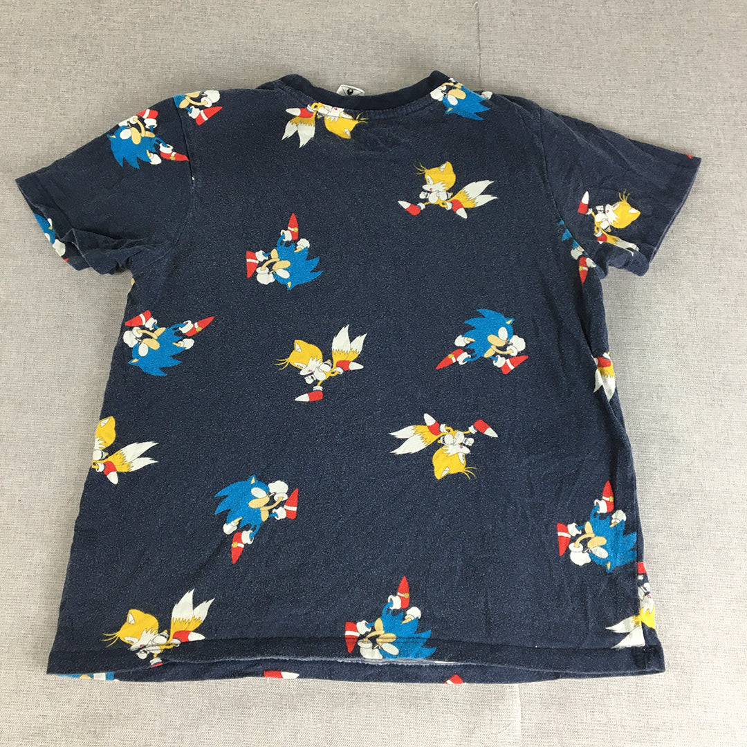 Sonic The Hedgehog Kids Boys T-Shirt Size 10 Blue Tails Short Sleeve Top