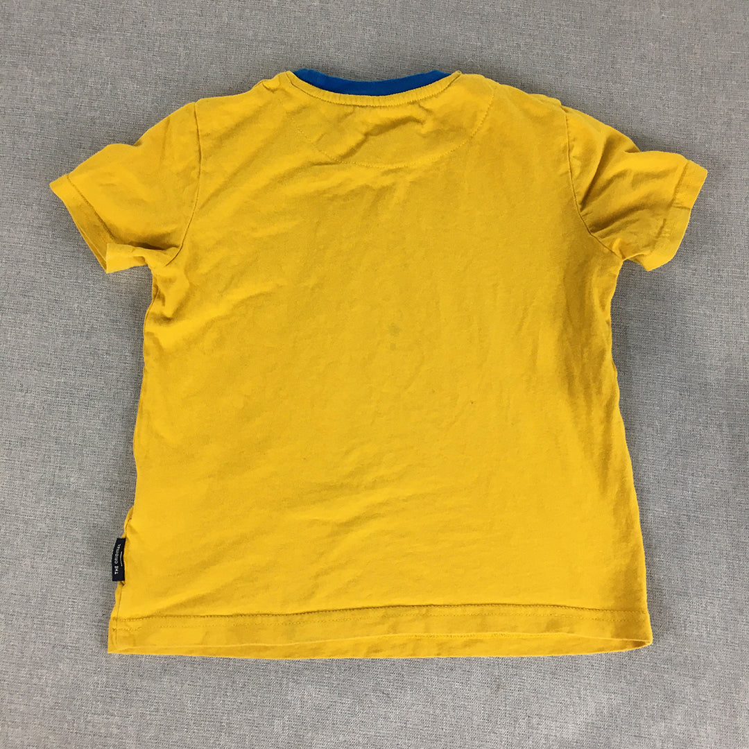 Ben Sherman Kids Boys T-Shirt Size 6 - 7 Years Yellow Big Logo Short Sleeve