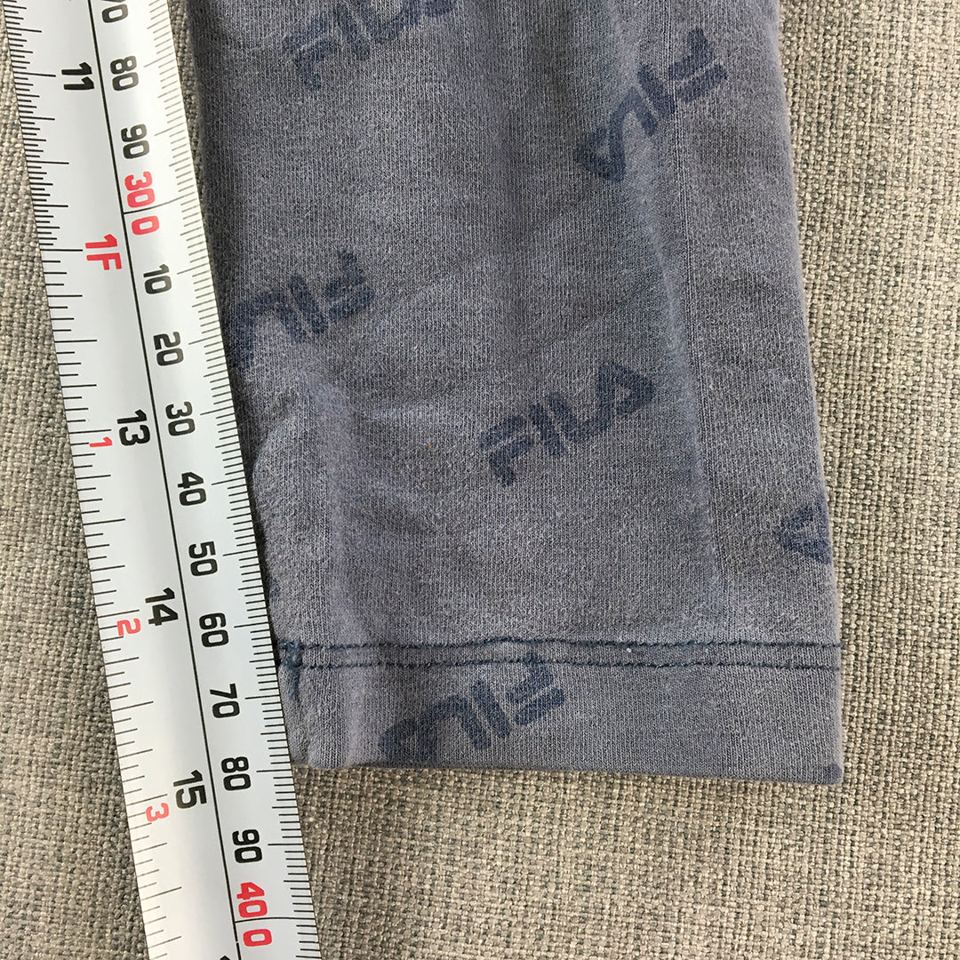 FILA Kids Girls Leggings Size 4 Blue Logo Pattern Stretch Fabric Pants