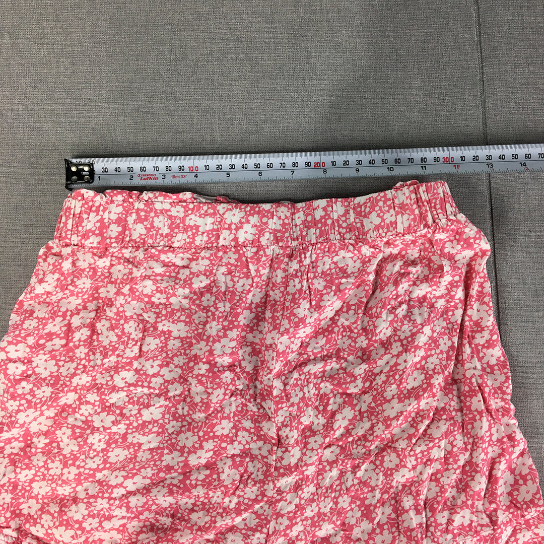 Nunui Womens Shorts Size 8 Pink Floral Elastic Waist Pockets