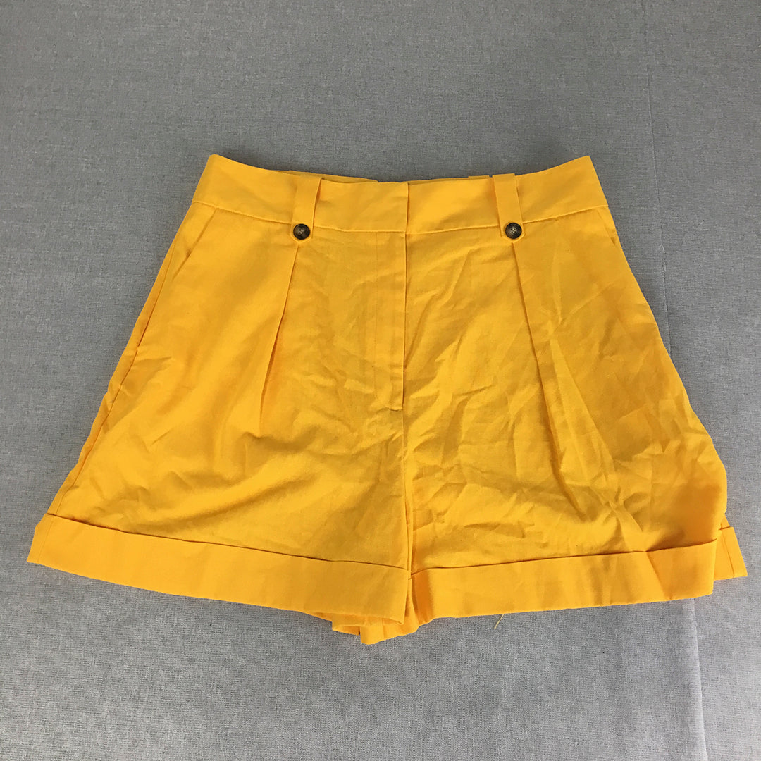 Asos Design Womens Bermuda Shorts Size 16 Tall Yellow Pleated