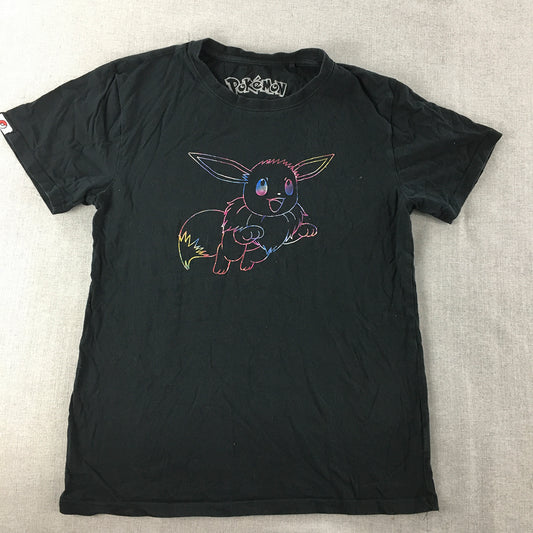 Pokemon Eevee T-Shirt Adult Size M Black Short Sleeve Crew Neck Tee