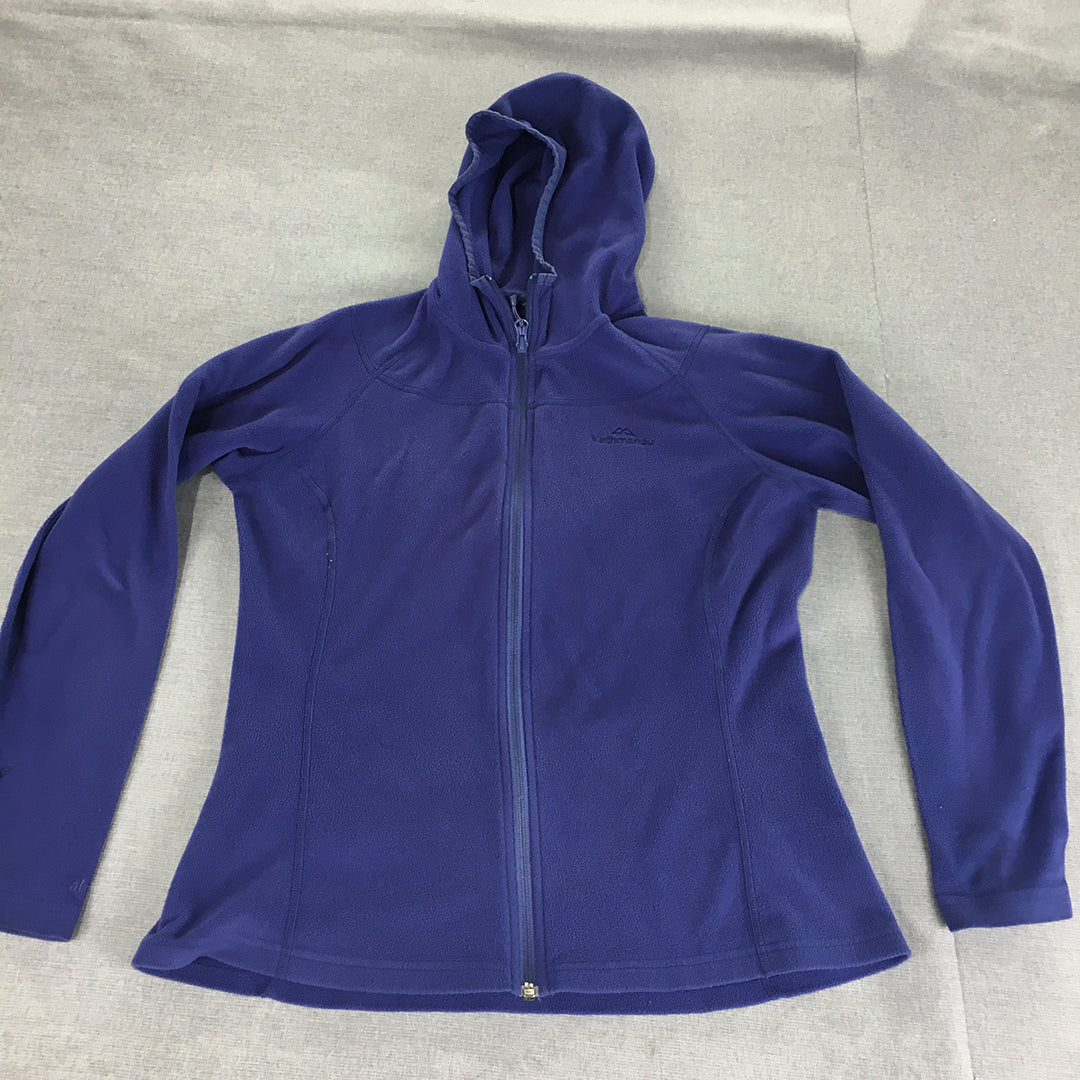 Kathmandu Womens Fleece Jacket Size 10 Purple Logo Hoodie Zip-Up Coat