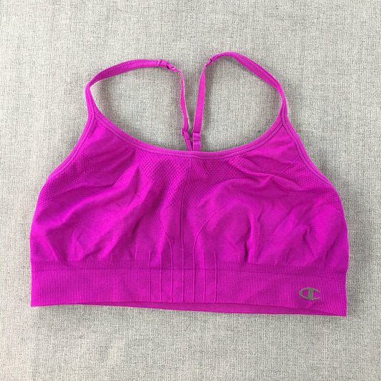 Champion Womens Sports Bra Size L Purple Sleeveless Cropped Top Gym