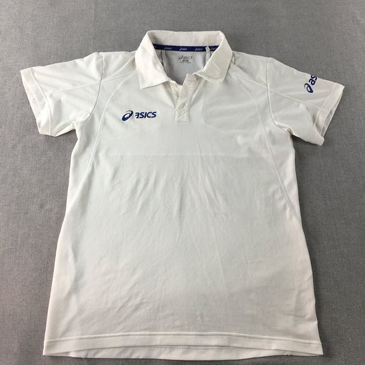 Asics Womens Polo Shirt Size 14 White Collared Short Sleeve Logo Rugby