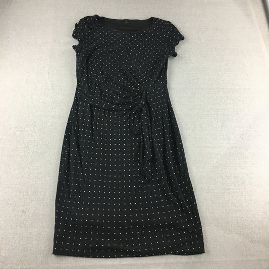 David Lawrence Womens Dress Size S Black Dot Pattern Sleeveless Midi