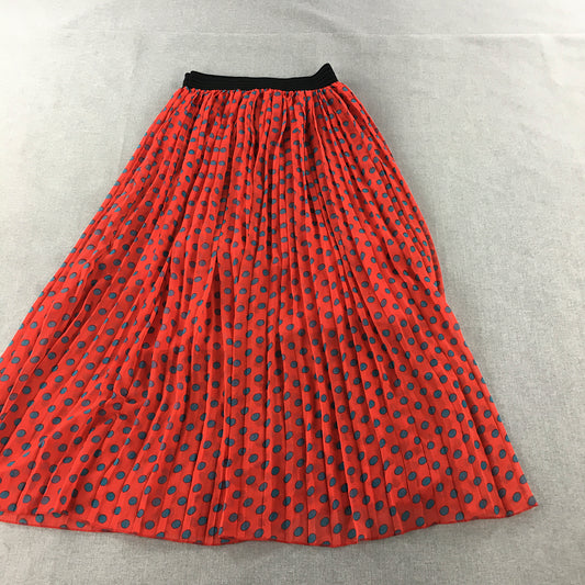 Current Elite Womens Maxi Skirt Size S Red Polka Dot Pleated A-Line