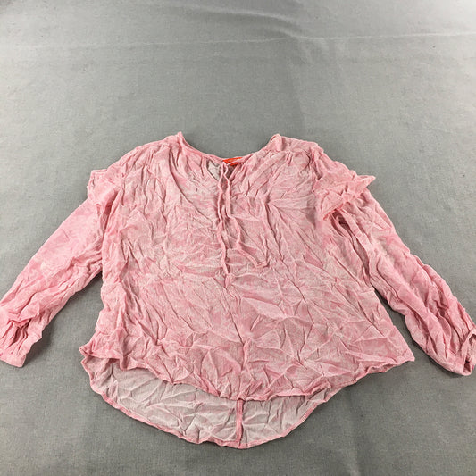 Joe Fresh Womens Top Size M Pink Paisley Long Sleeve Shirt Blouse