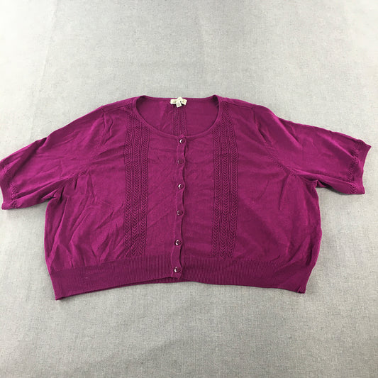 Autograph Womens Cardigan Size XL Purple Button Short Sleeve Knit