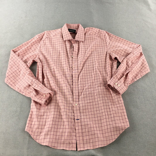 Dom Bagnato Mens Shirt Size S Pink Checkered Long Sleeve Button-Up