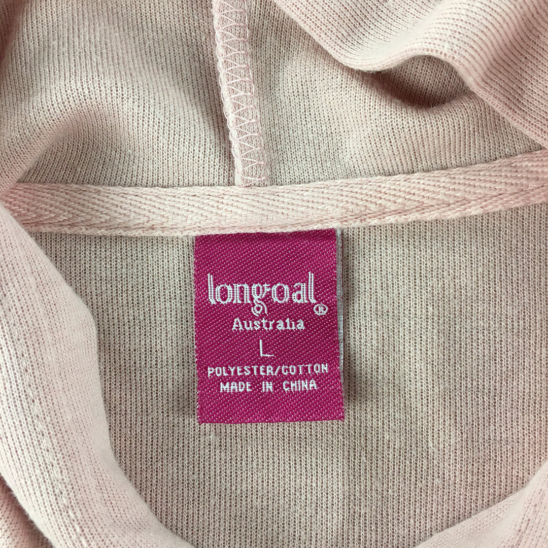 Longoal Womens Jacket Size L Pink Hoodie Zip-Up Pockets Coat