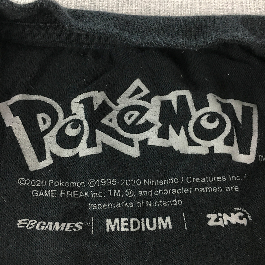 Pokemon Eevee T-Shirt Adult Size M Black Short Sleeve Crew Neck Tee