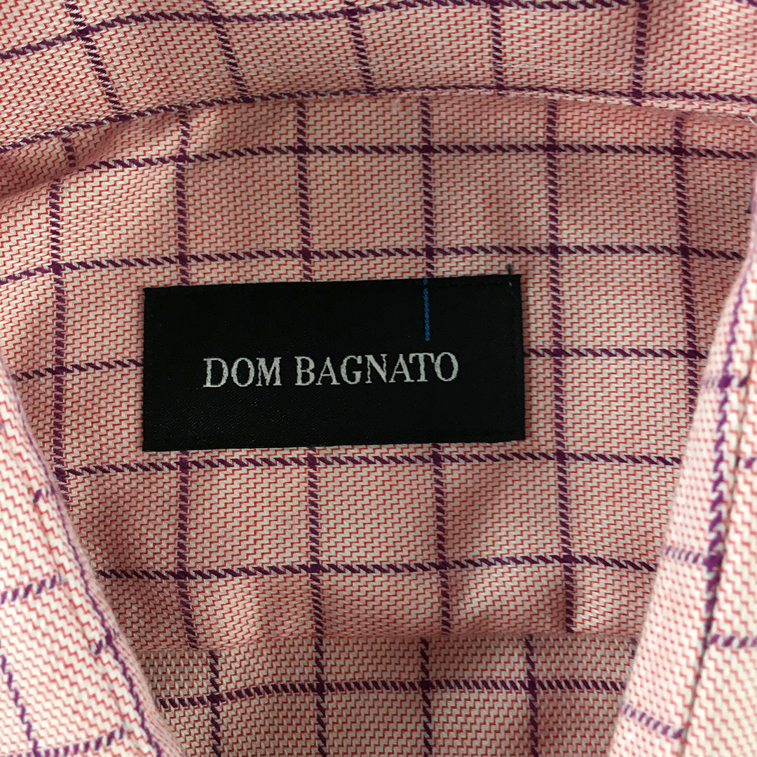 Dom Bagnato Mens Shirt Size S Pink Checkered Long Sleeve Button-Up