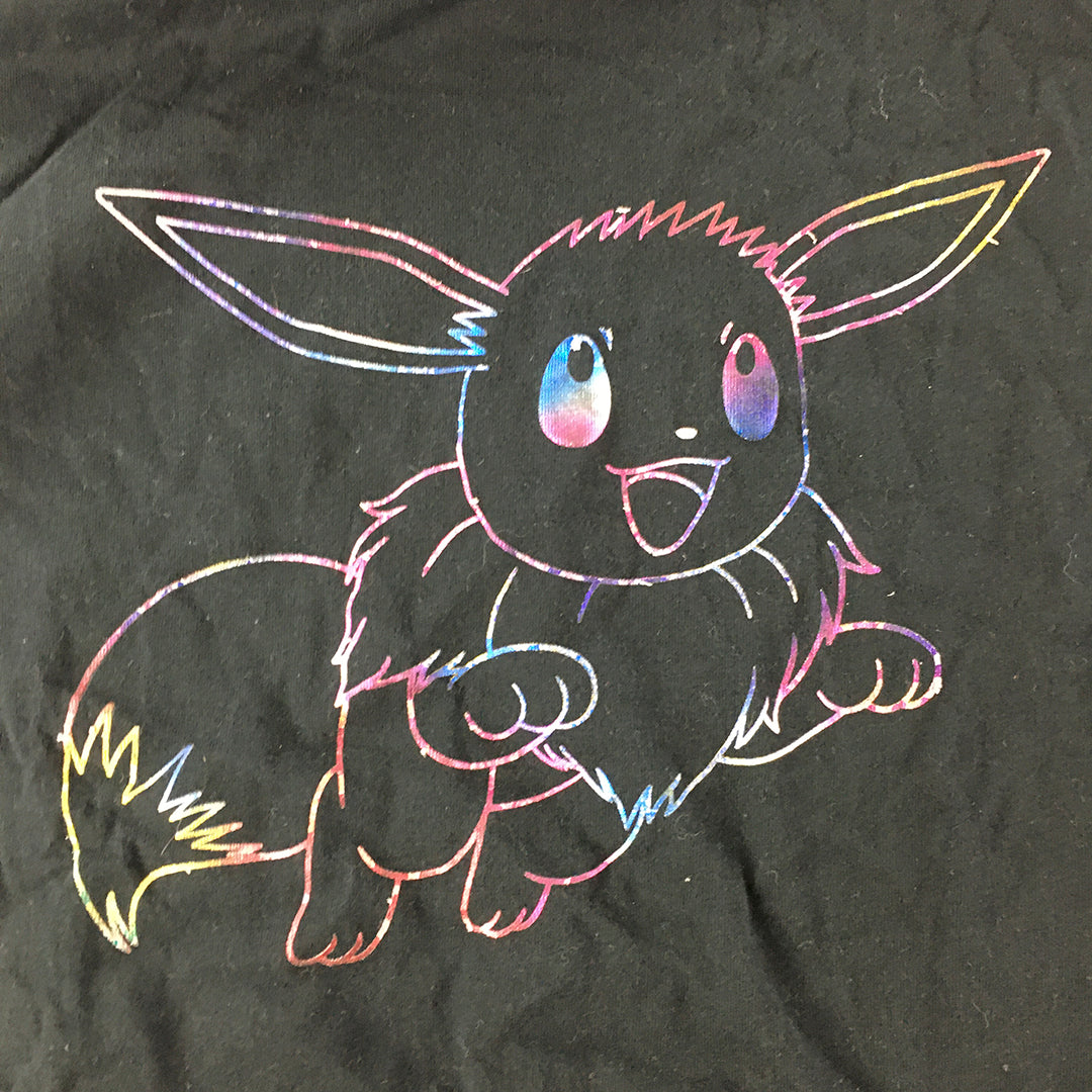 Pokemon Eevee T-Shirt Adult Size M Black Short Sleeve Crew Neck Tee