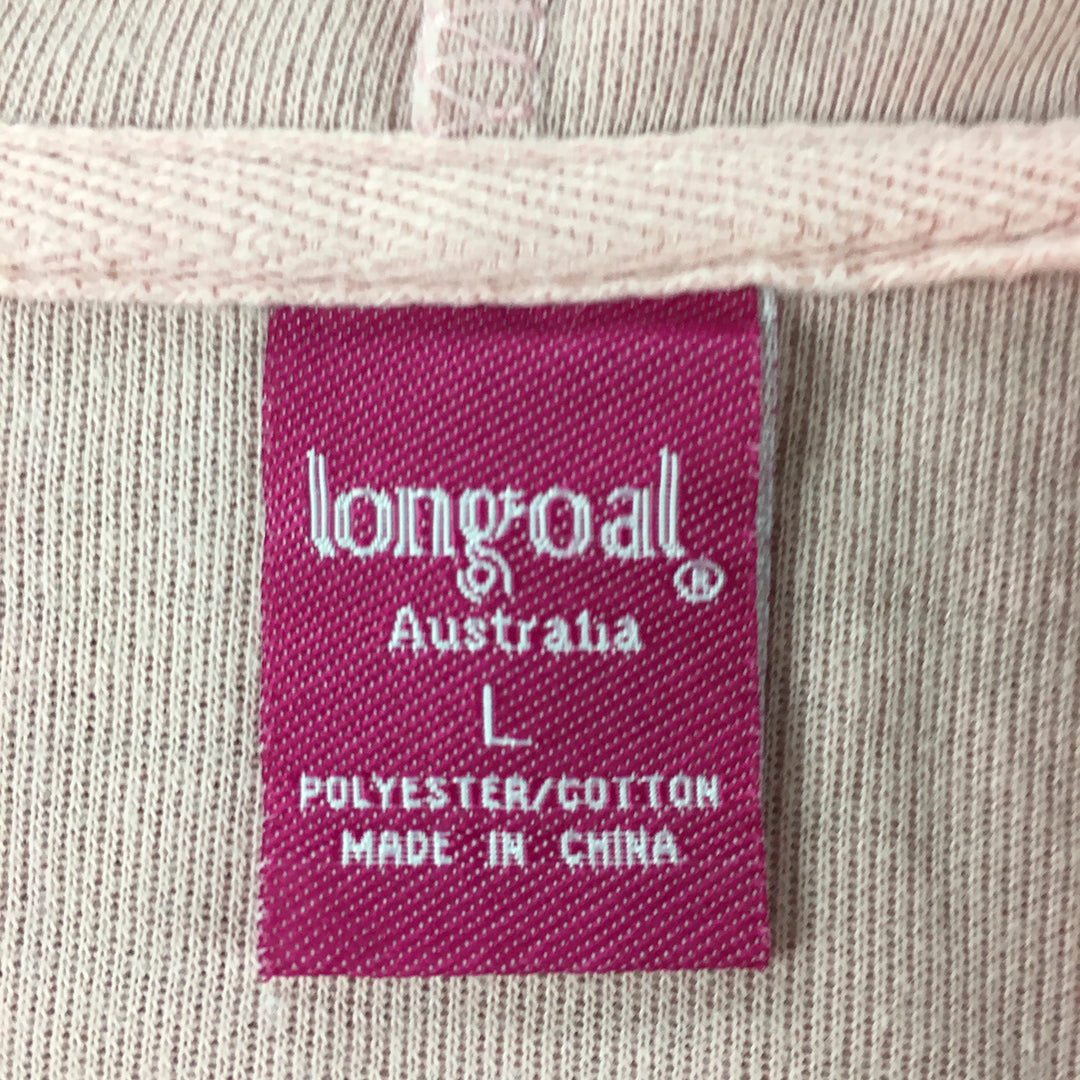 Longoal Womens Jacket Size L Pink Hoodie Zip-Up Pockets Coat