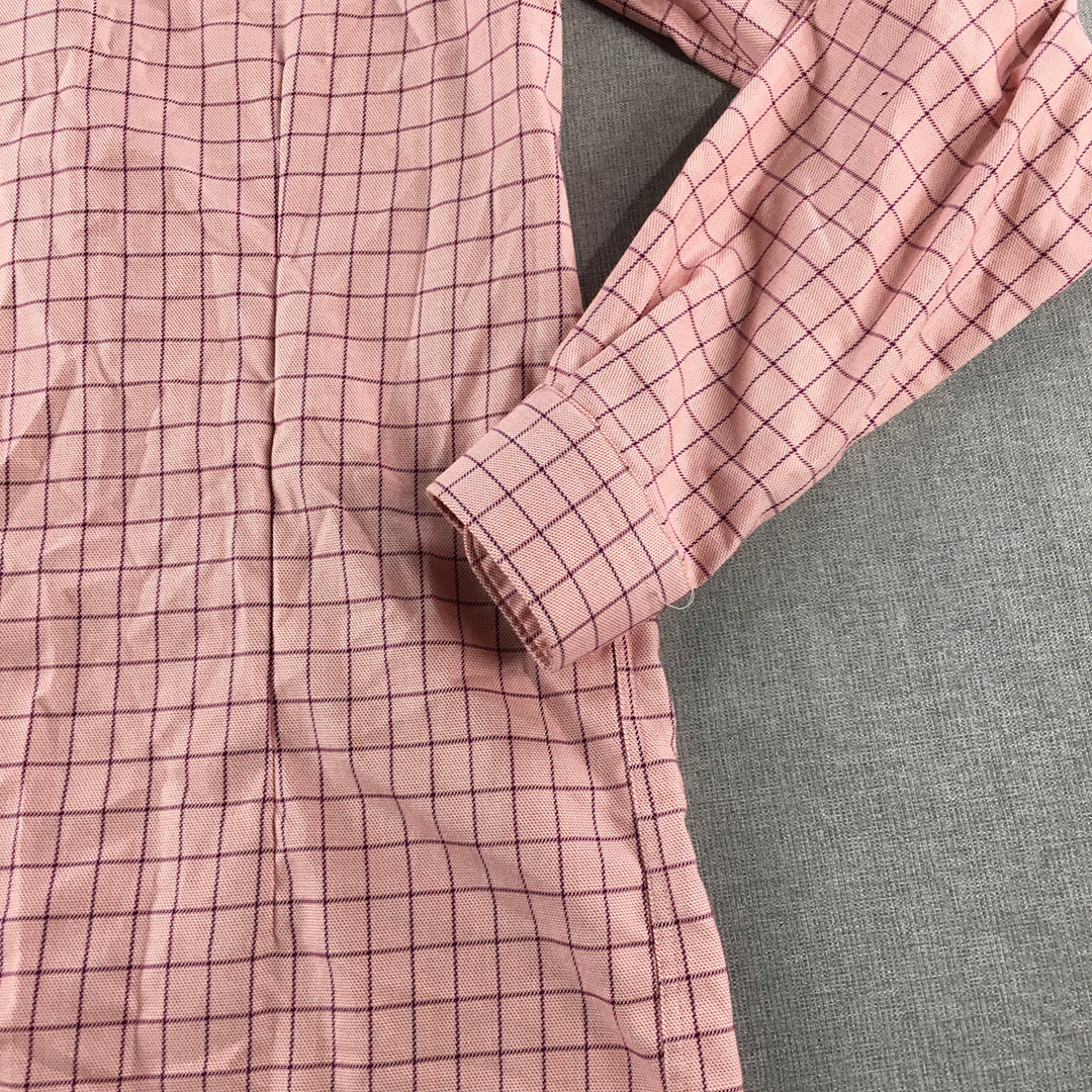 Dom Bagnato Mens Shirt Size S Pink Checkered Long Sleeve Button-Up