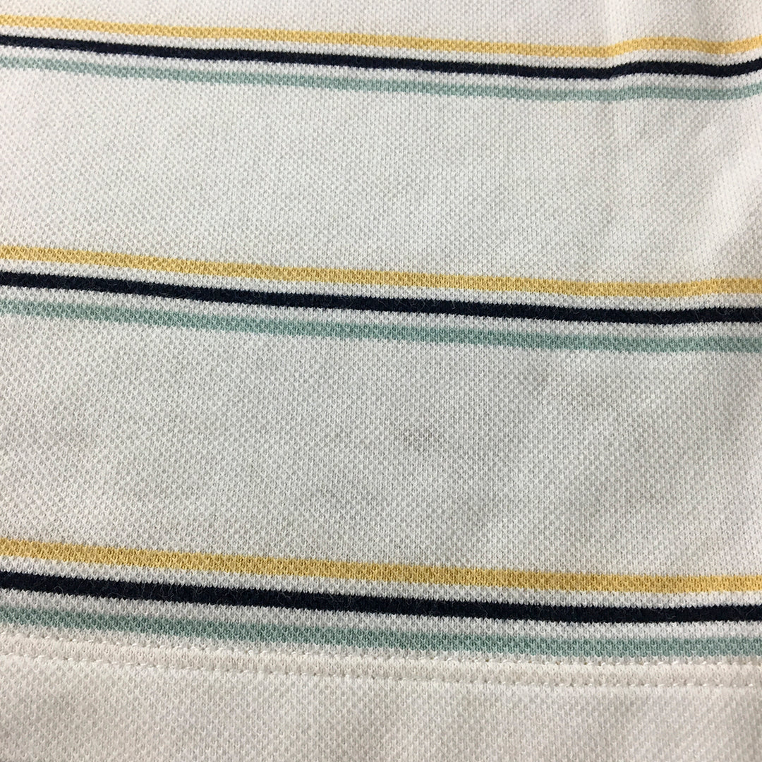 Uniqlo Kids Boys Polo Shirt Size 9 - 10 Years White Striped Collared Rugby