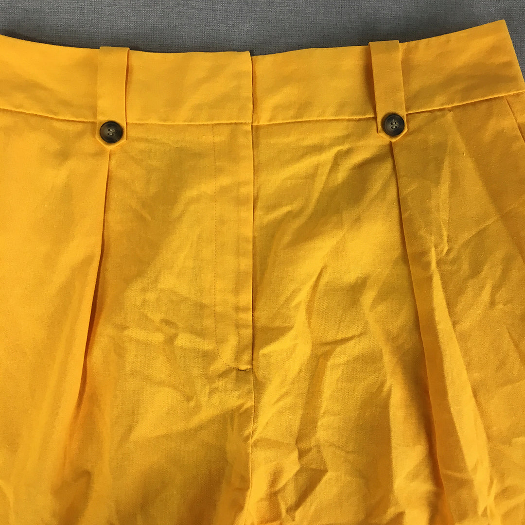 Asos Design Womens Bermuda Shorts Size 16 Tall Yellow Pleated