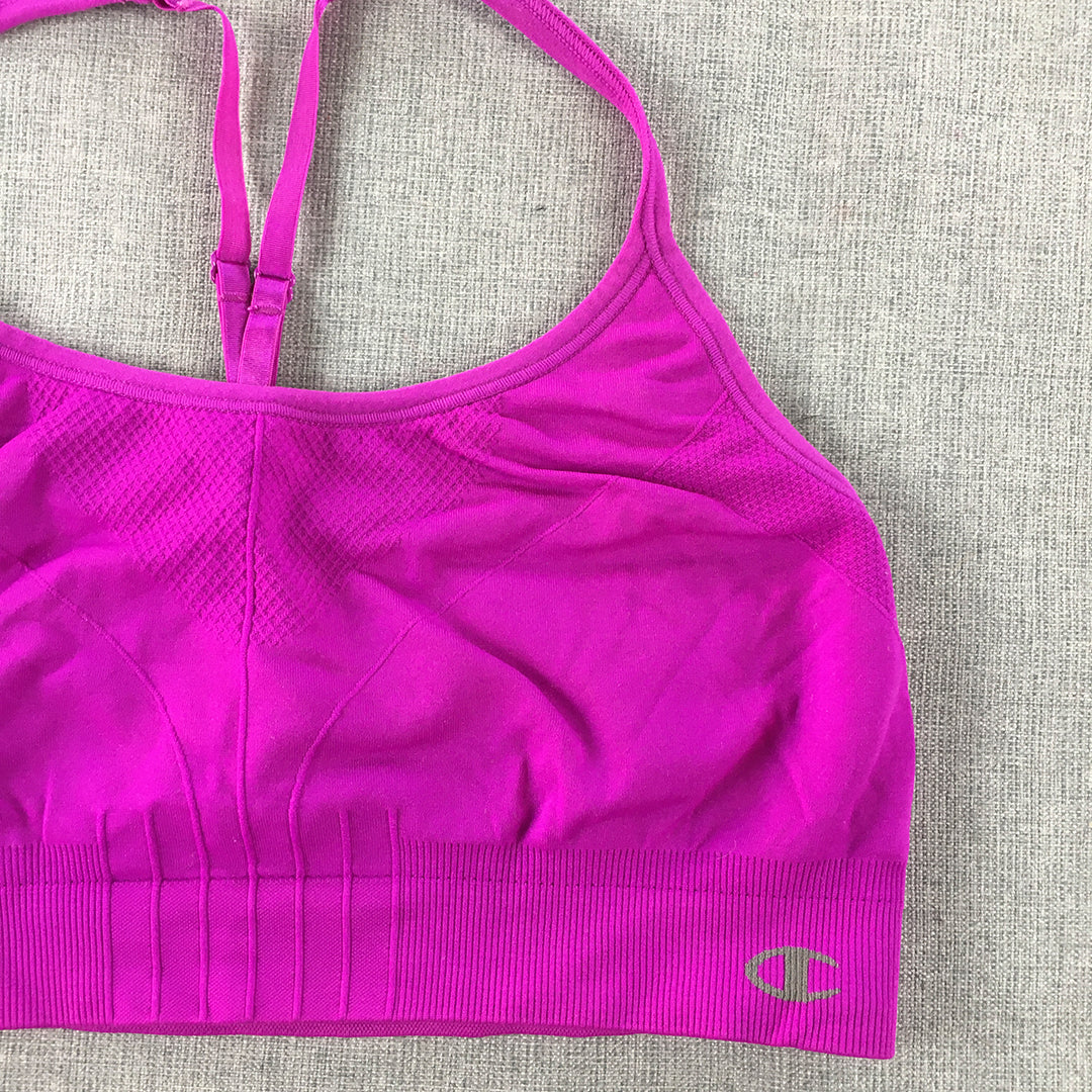 Champion Womens Sports Bra Size L Purple Sleeveless Cropped Top Gym