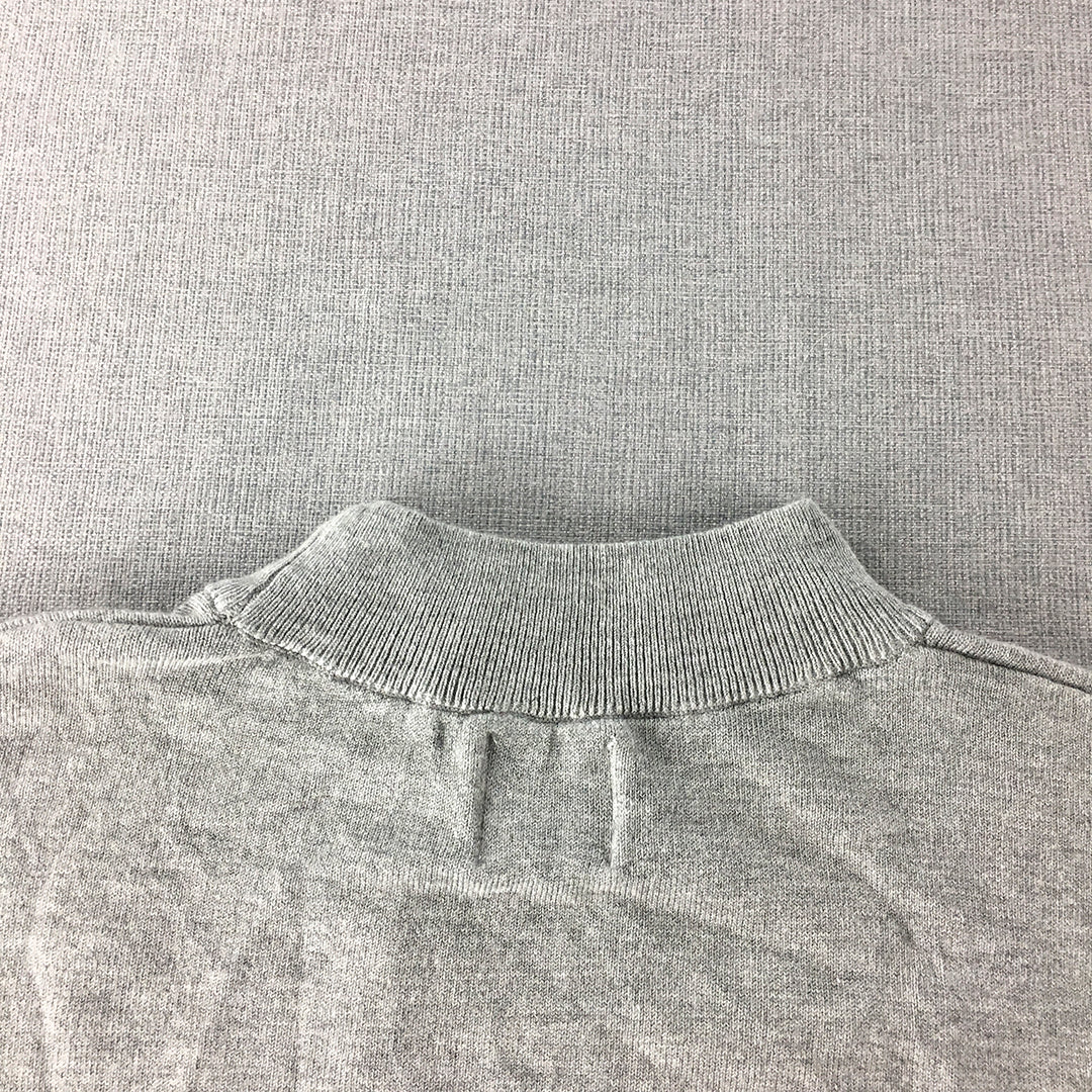 Zara Womens Knit Top Size L Grey Mock Neck Short Sleeve Shirt