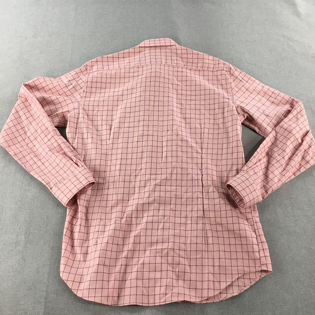 Dom Bagnato Mens Shirt Size S Pink Checkered Long Sleeve Button-Up