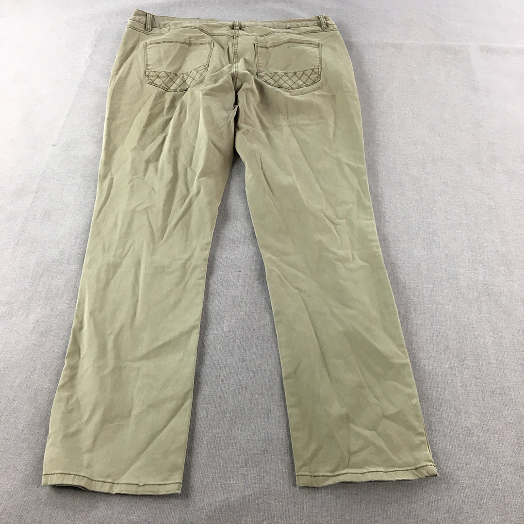 Lee Cooper Womens Jeans Size 16 (W36) Khaki Green Slim Straight Stretch