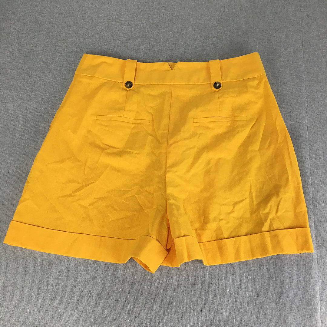 Asos Design Womens Bermuda Shorts Size 16 Tall Yellow Pleated