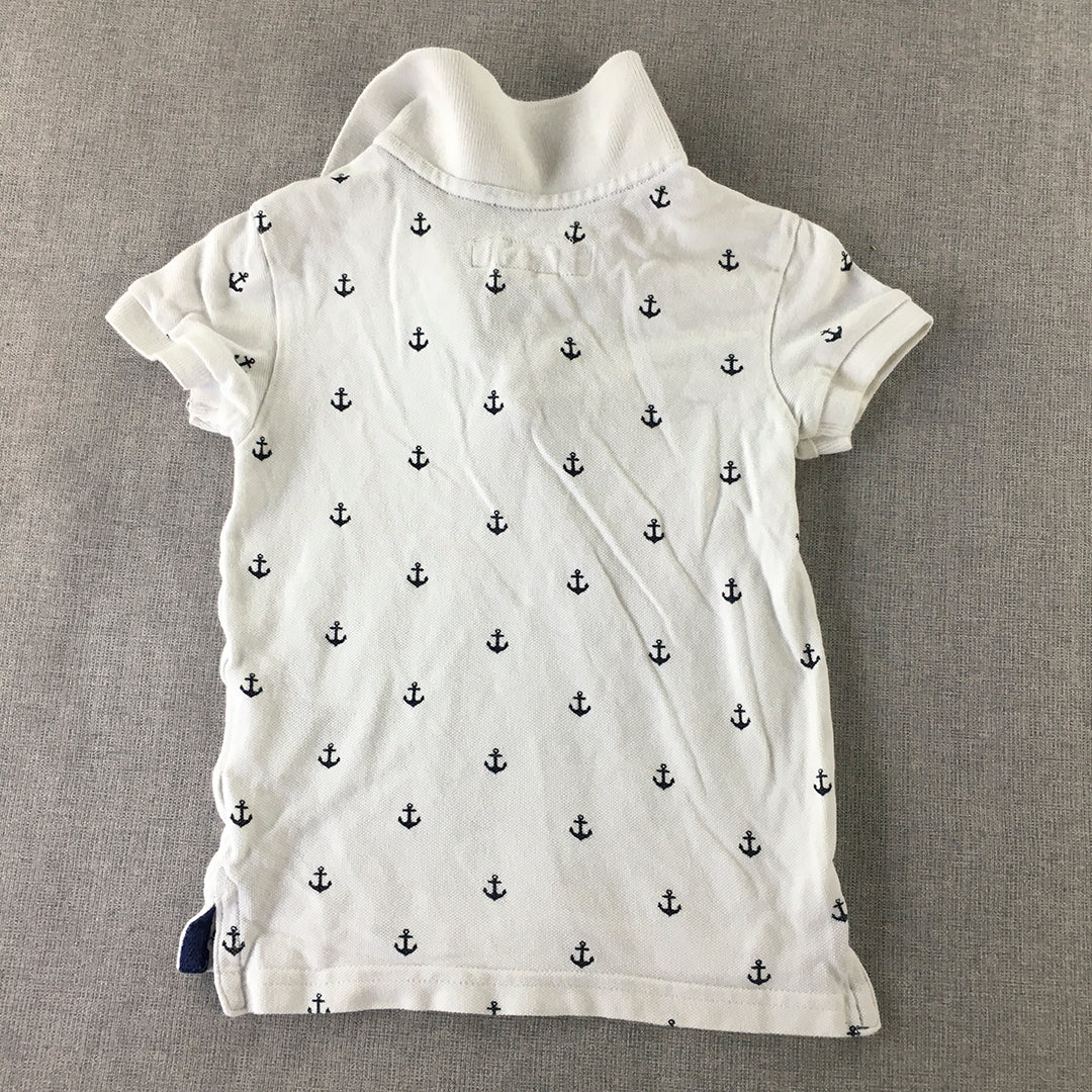 H&M Baby Boys Polo Shirt Size 2 Toddler White Anchor Pattern Rugby