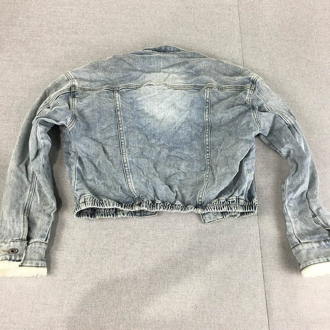 Fresh Soul Womens Jean Jacket Size 10 Blue Button Up Denim Pockets