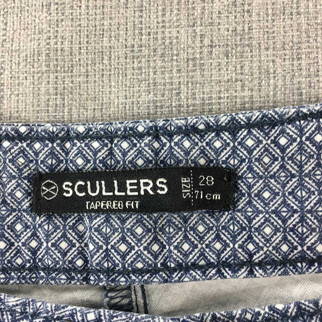 Scullers Chino Pants Size 28 Blue Dot Tapered Fit Pockets