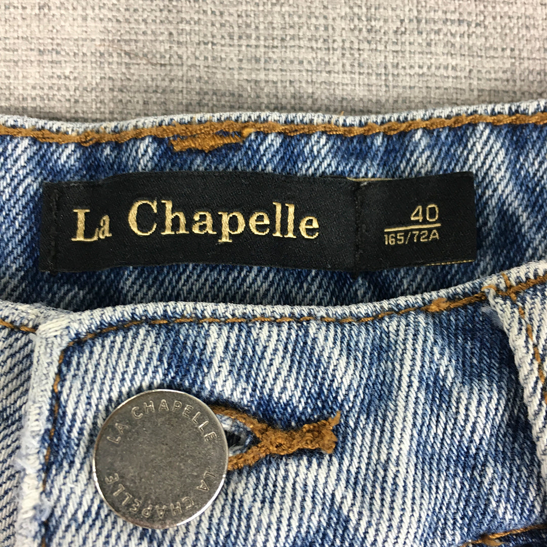 La Chapelle Womens Denim Shorts Size S (W26) Blue Raw Hem Pockets