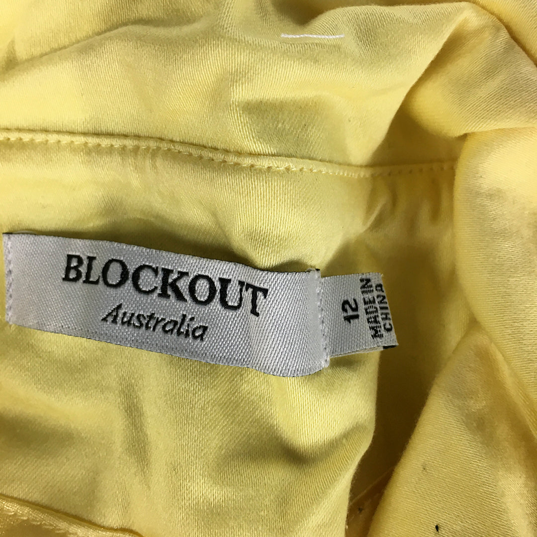 Blockout Womens Blazer Jacket Size 12 Yellow Collared Button Coat